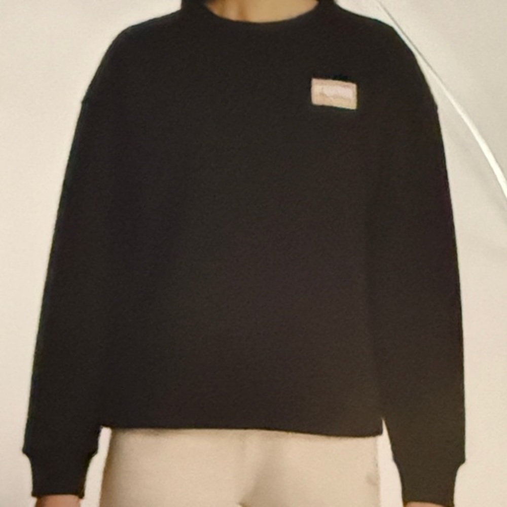 Puma Logo‎ Womens Crewneck Pullover Fleece Sweatshirt Black Large